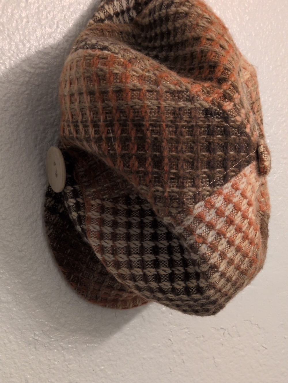 August Woven Plaid Newsboy Cap - Brown & Orange